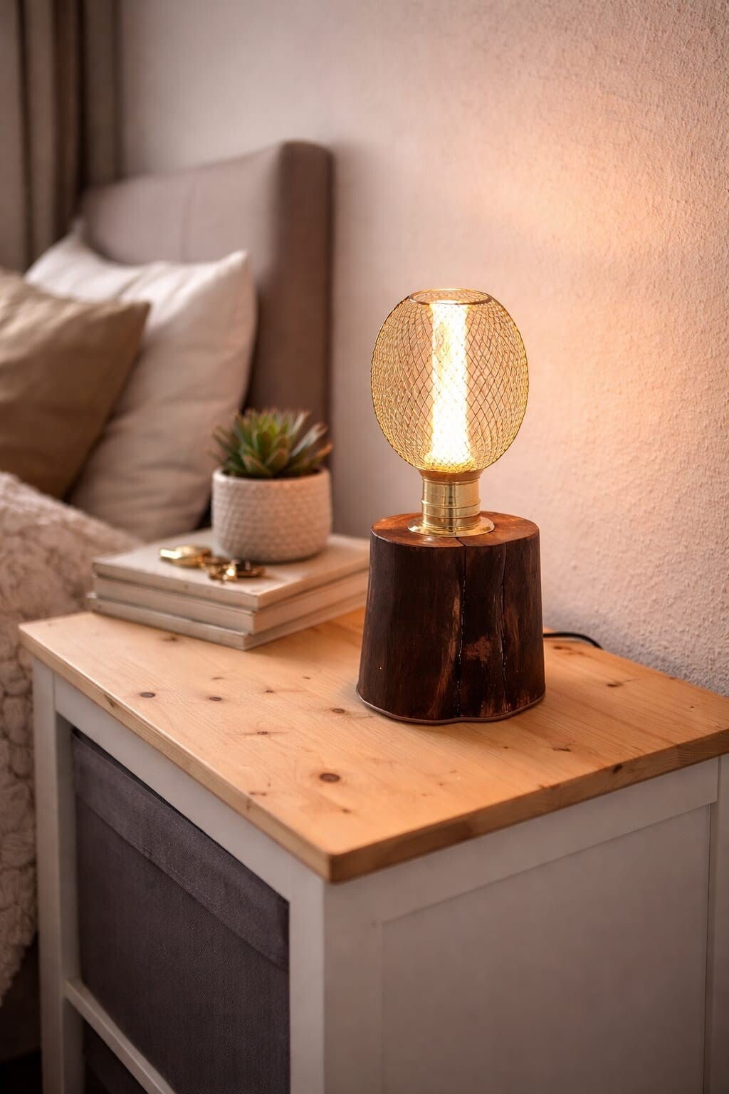 Holz-Lampe, gebrannt