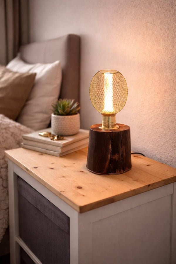 Holz-Lampe, gebrannt