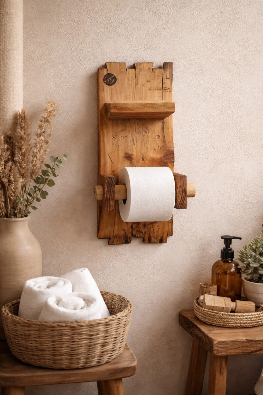 Holz-Toilettenpapierhalter, Klopapierhalter