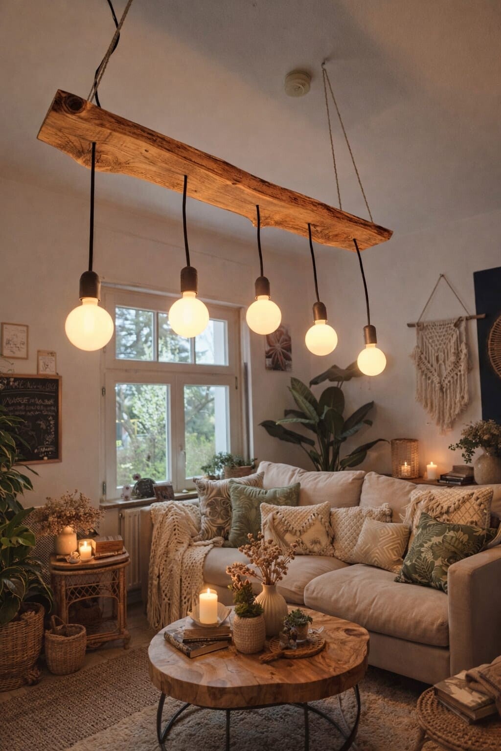 Holz-Hängelampe, Küchenlampe, Fichte