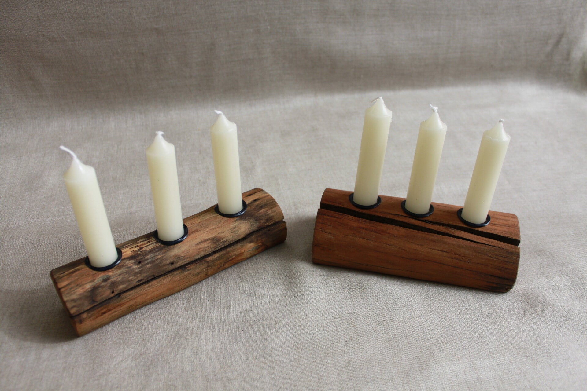 Set Kerzenhalter aus Holzast