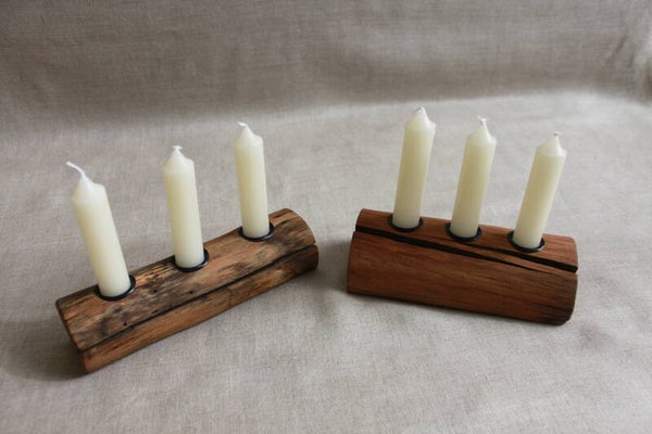 Set Kerzenhalter aus Holzast