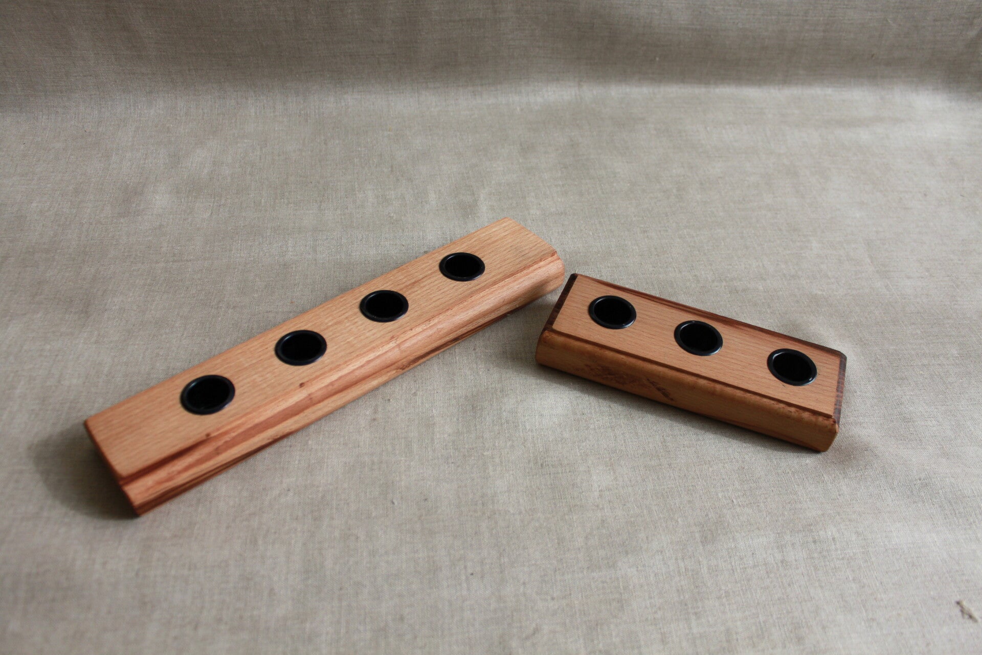 Set Kerzenhalter aus Buchenvollholz