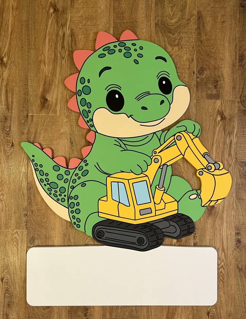 Geburtstafel Dino mit Bagger