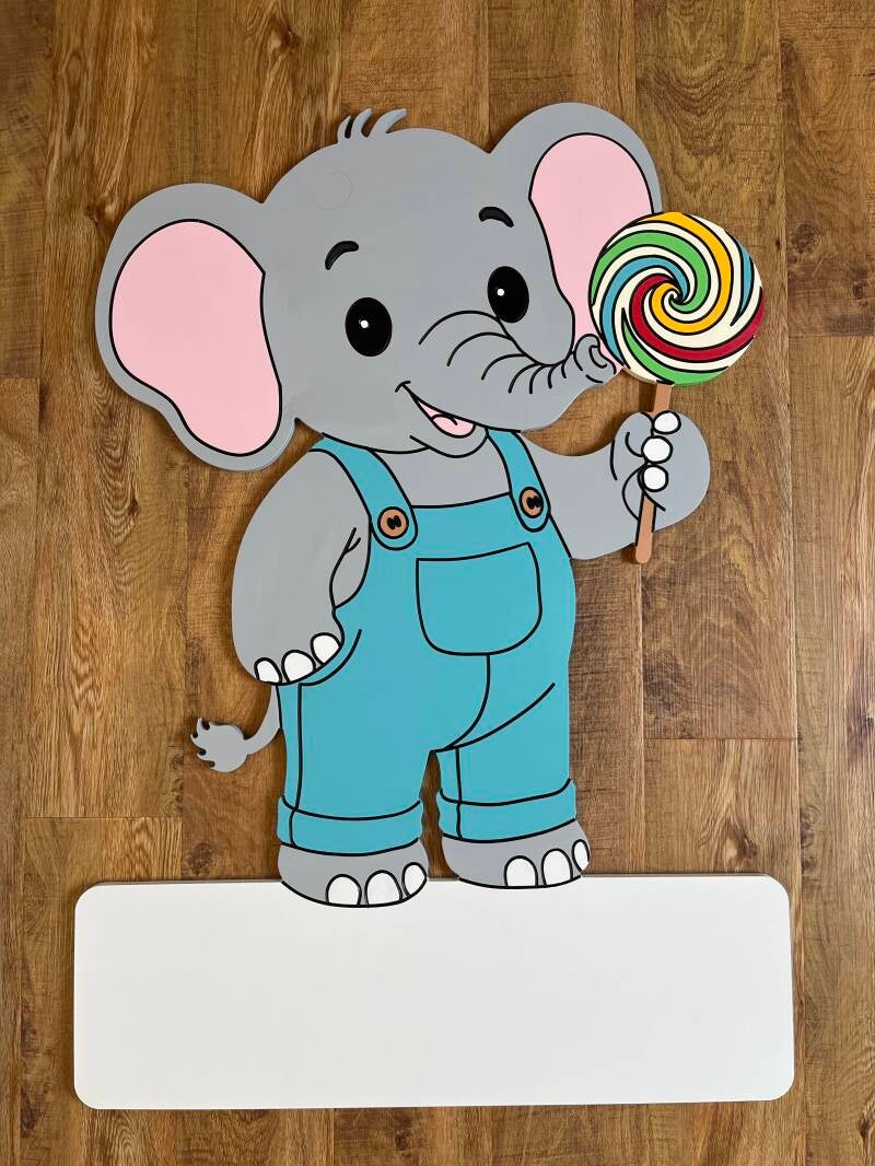Geburtstafel Elefant mit Lolli