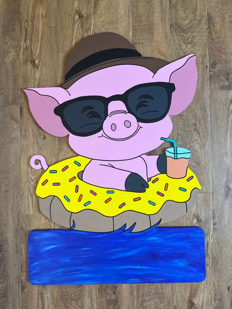 Geburtstafel Schwein mit Schwimmring