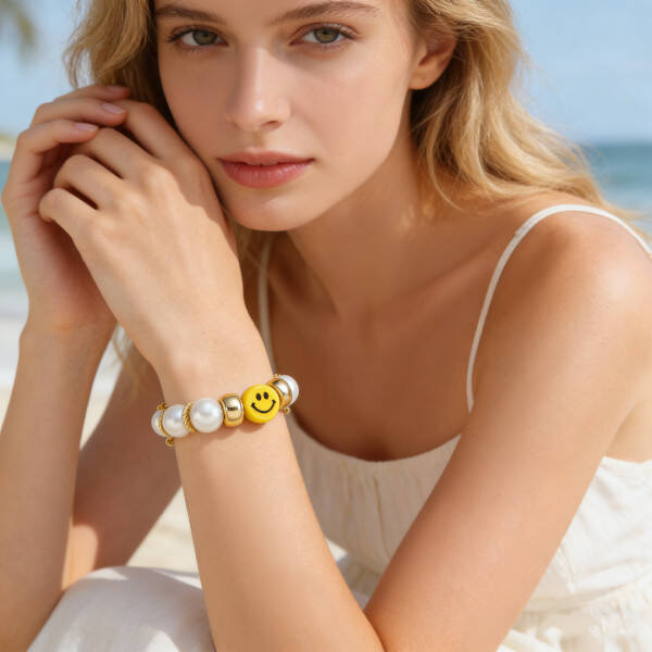 Smiley Armband große Perlen