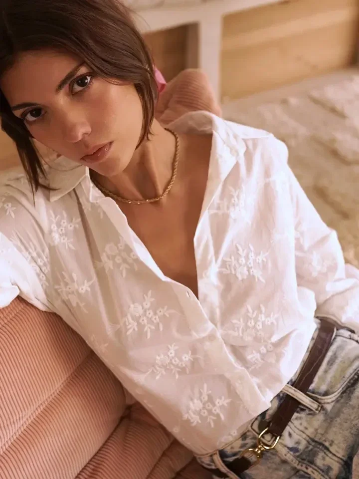 Damenbluse florales Muster- In April 1986 - 100% Baumwolle - XXXL 44/46