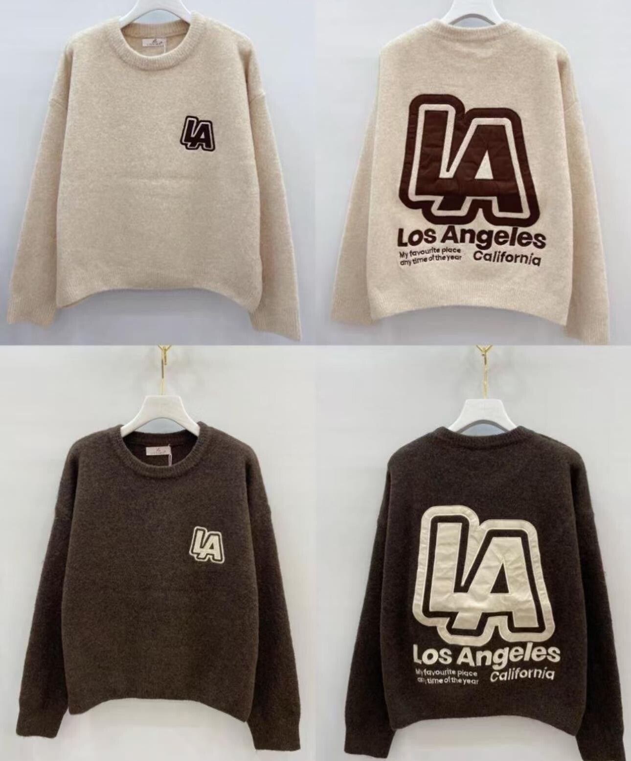 Cozy Strickpullover mit L. A. Print - Einheitsgröße 36 - 42