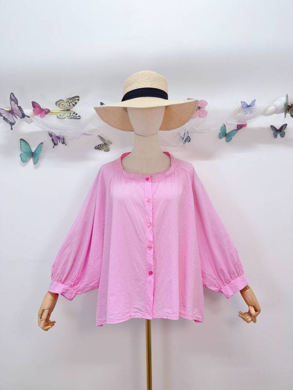 Baumwollbluse Oversize geschnitten