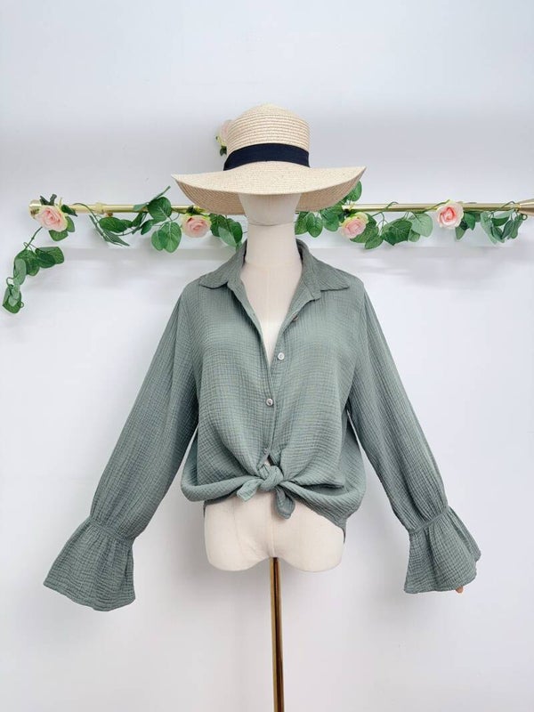 Musselinbluse khaki