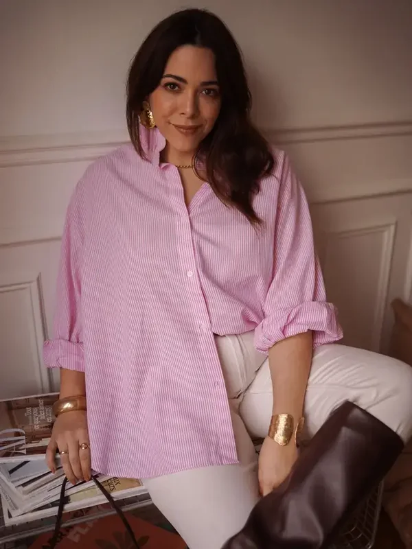 Damenbluse Noé - In April 1986 - rosa gestreift - 3XL - 44/46