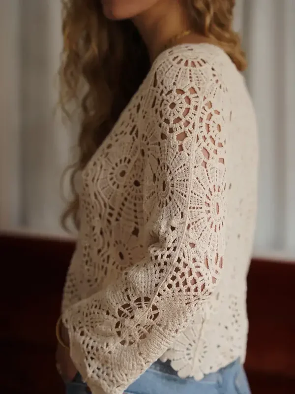 Häkelweste - In April 1986 - ecru - Einheitsgröße 36/42