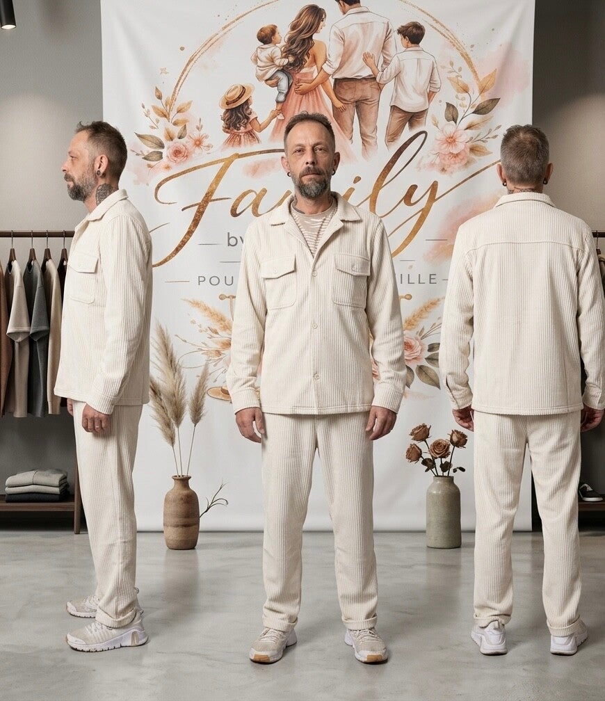 Ensemble homme coup de cœur champagne motifs lignée