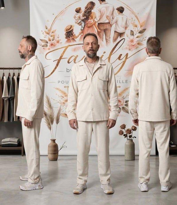 Ensemble homme coup de cœur champagne motifs lignée