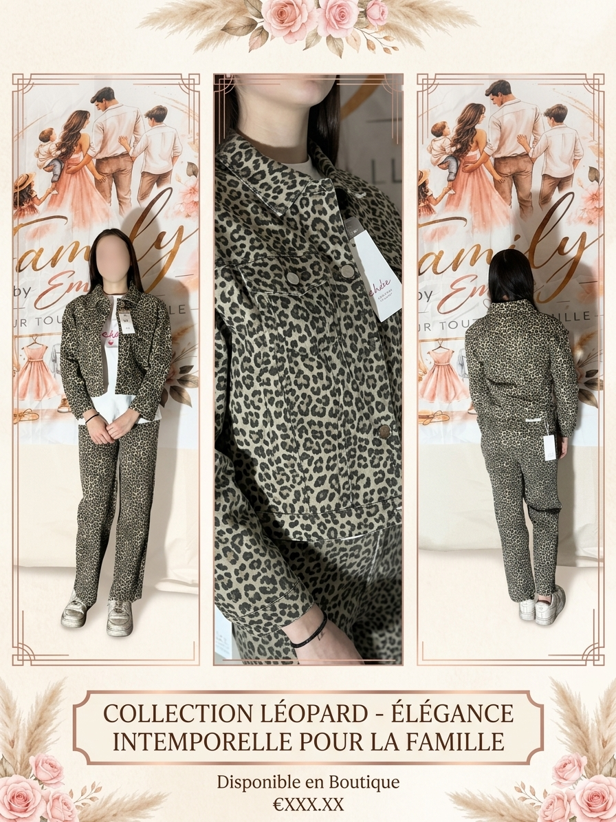 Veste jeans léopard