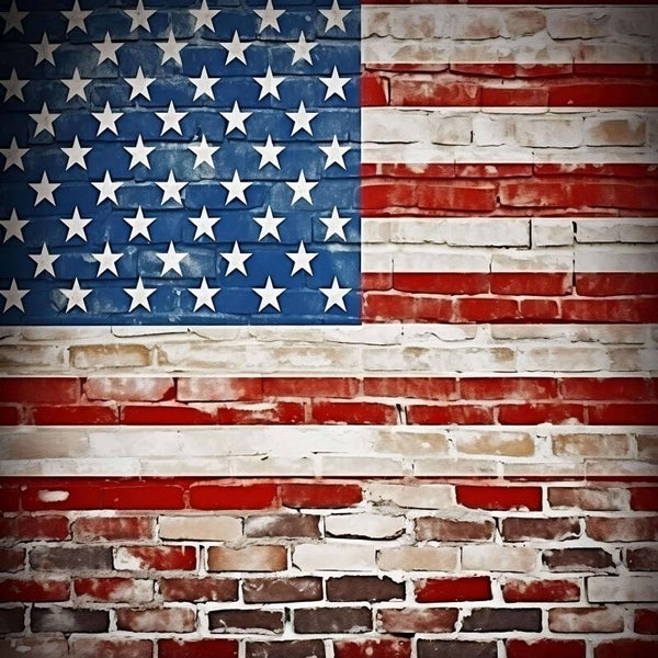 American Independence Day Poster with Flag on Brick Wall