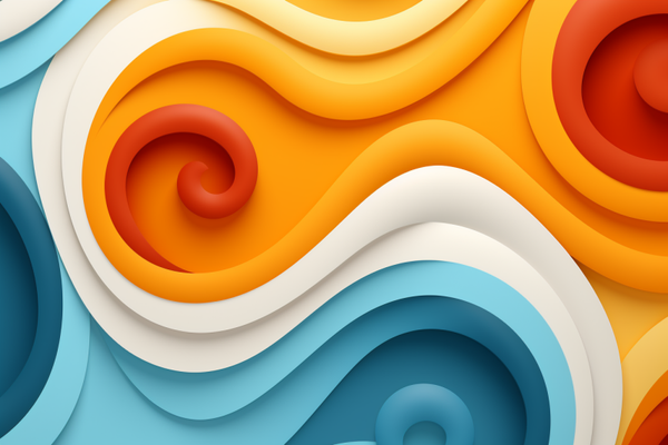 Waving Blue Orange Pink Abstract Wallpaper Graphic