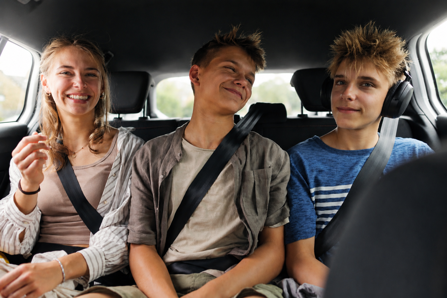 Group of international students using budget student and school taxi transfer service by Taxi Jakovina Biograd na Moru
