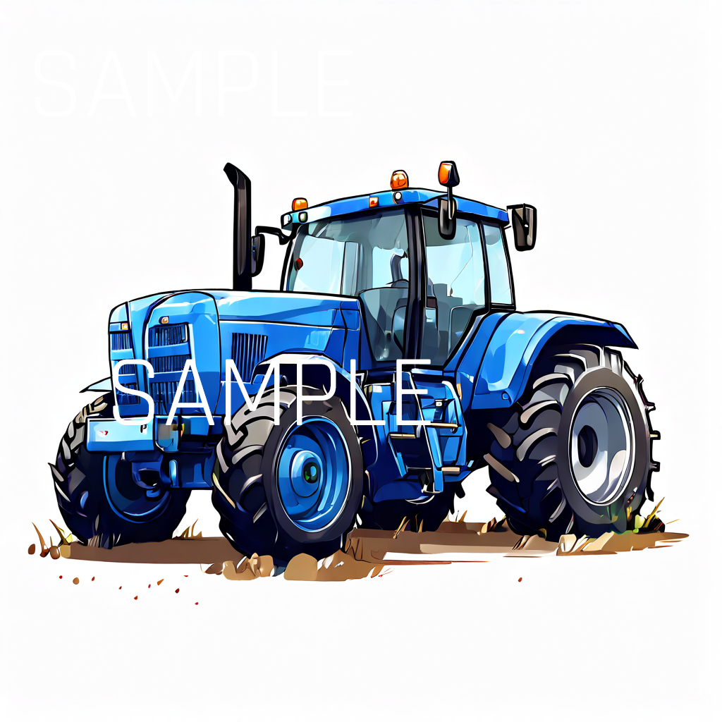 1 Farm Tractor Blue Color Working, PNG for Sale, for Shirts, Caps, and many moore -05- License: MRR