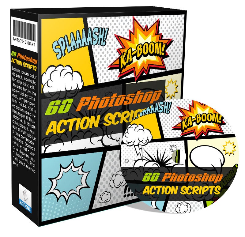 60 Photoshop Action Scripts - License: PLR