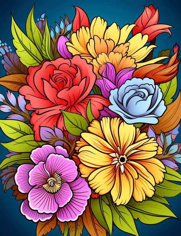 Relaxing Flowers 50 Pages - License: PLR - Coloring Pages Printable PDF -  KDP Ready