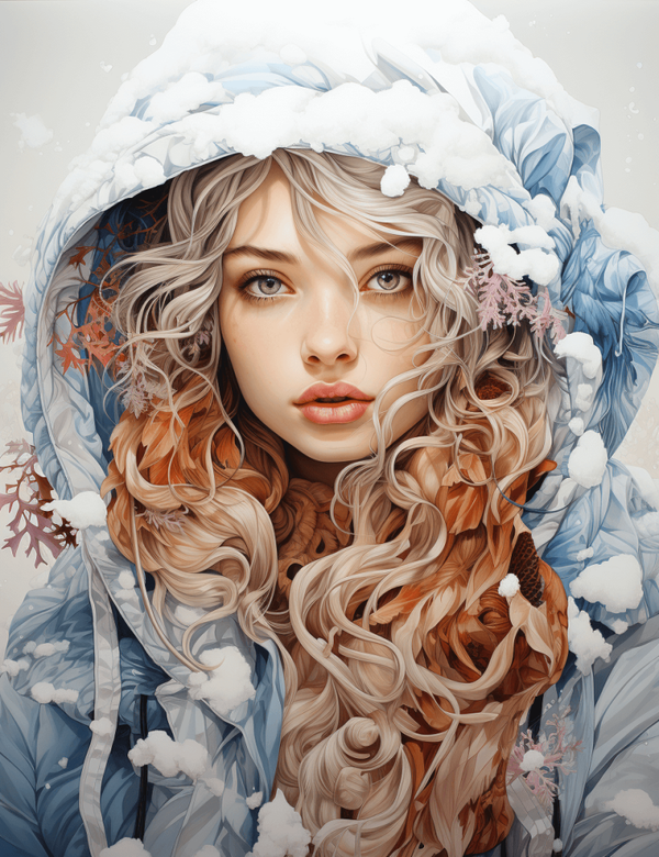 Winter Girls 40 Pages - License: PLR - Coloring Pages Printable PDF -  KDP Ready