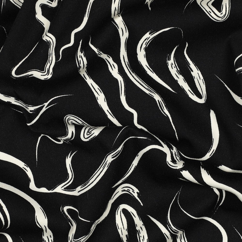 VISCOSE ROSELLA STRETCH ABSTRACT - BLACK