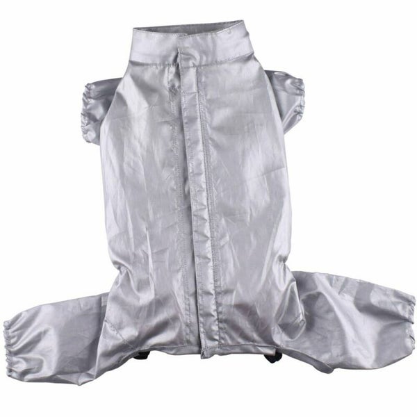 Doggy Dolly DR03  (20)  4 Beine Hunderegenmantel silbergrau mit Reißverschluss