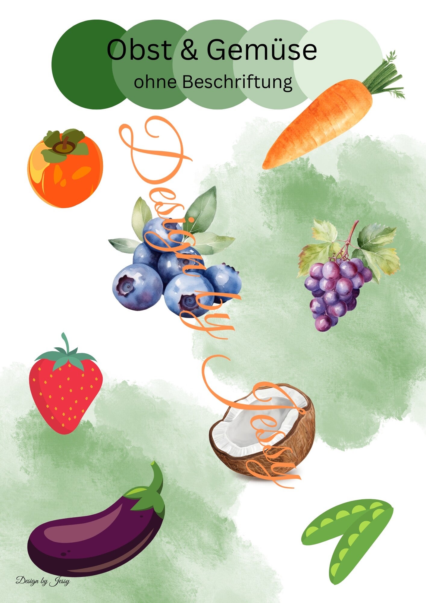 Obst & Gemüse – Kreis-Bildkarten ohne Beschriftung