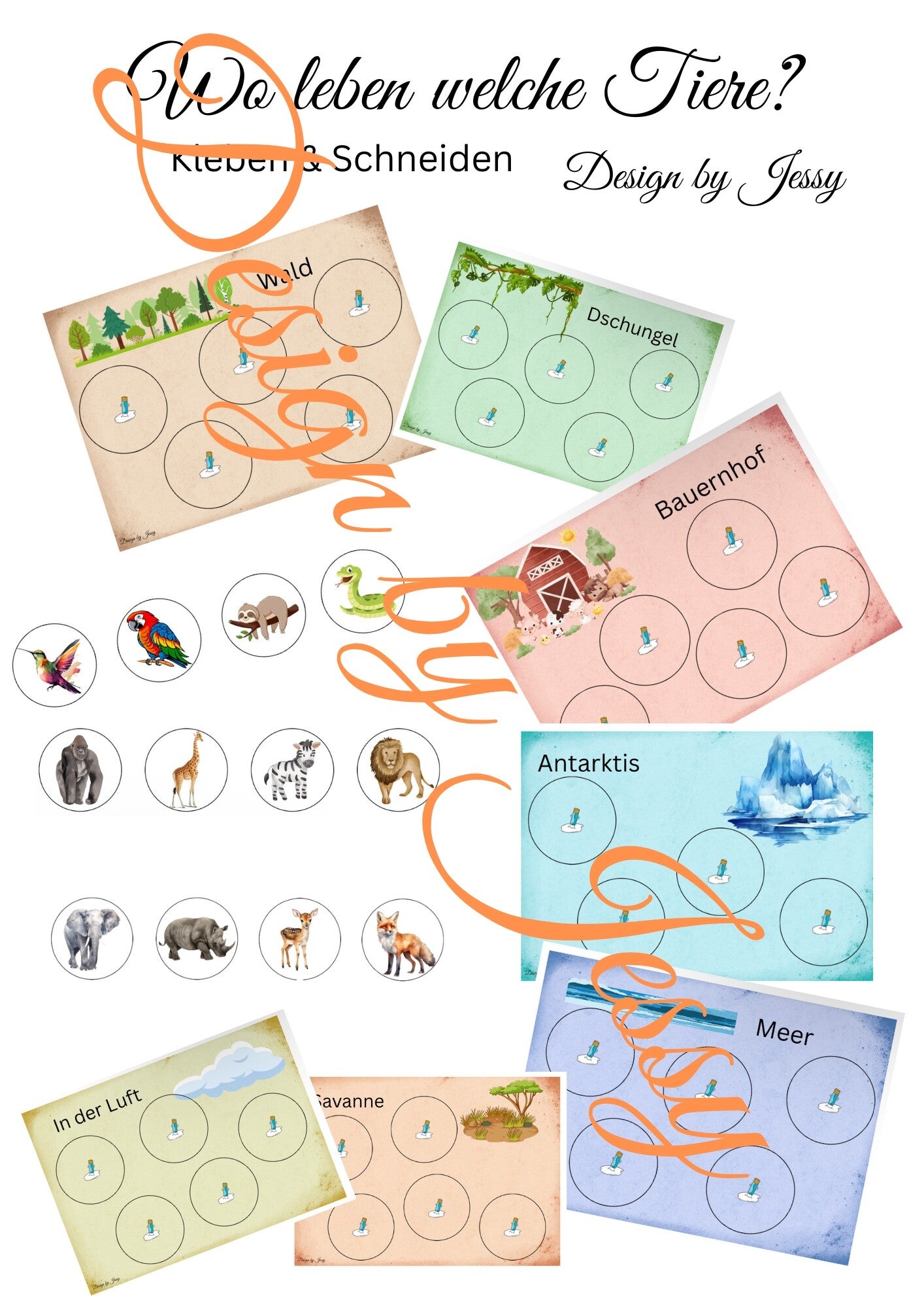 Arbeitsblätter „Wo leben welche Tiere?“ – schneiden und richtig zuordnen