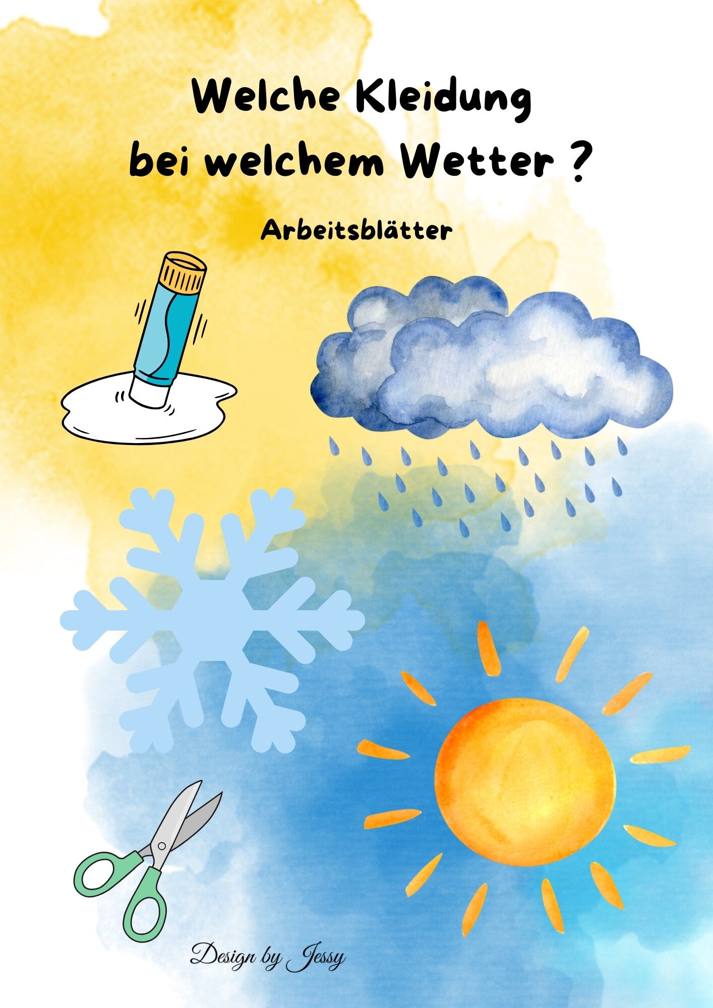 Arbeitsblätter Wetter und Kleidung – schneiden & kleben
