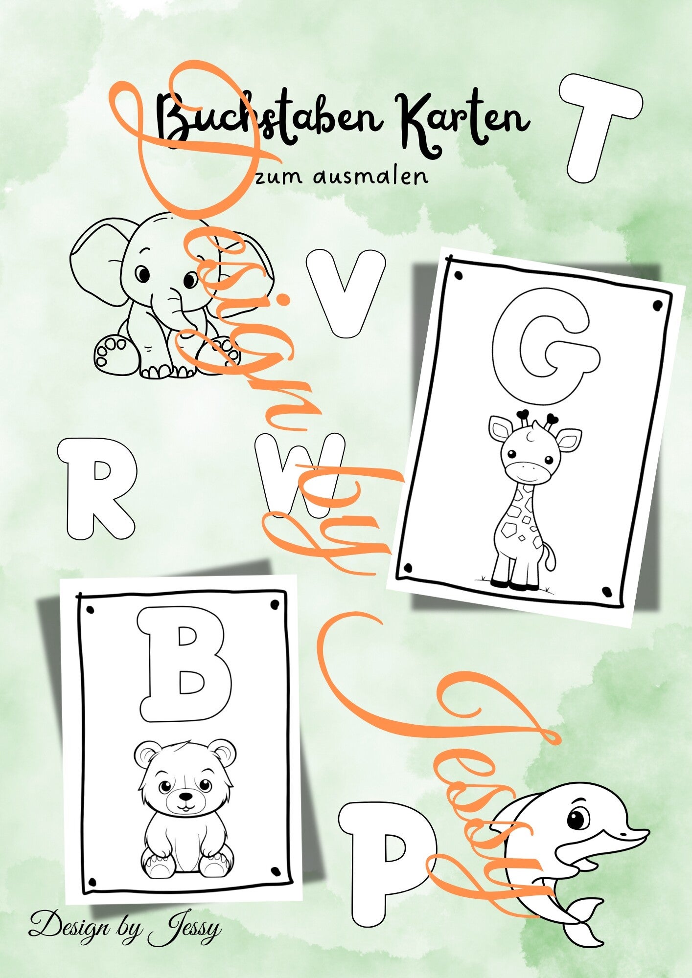 Buchstabenkarten mit Tieren – ausmalen, erkennen und lernen