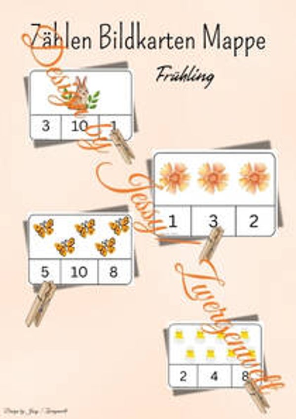 Bildkarten ,,Zählen Frühling" (Digital)