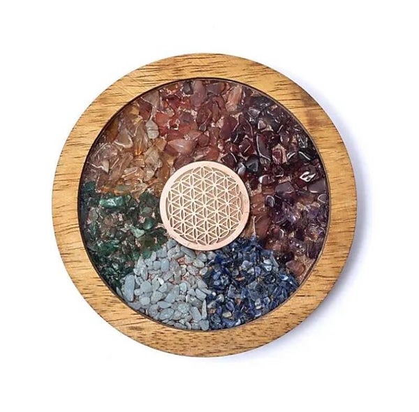 Crystal Chakra Coaster with Flower of Life
