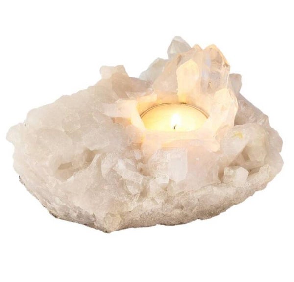 Clear Quartz Cluster Tea Light Holder