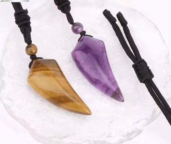 Natural Crystal Shark/Wolf Tooth Pendants