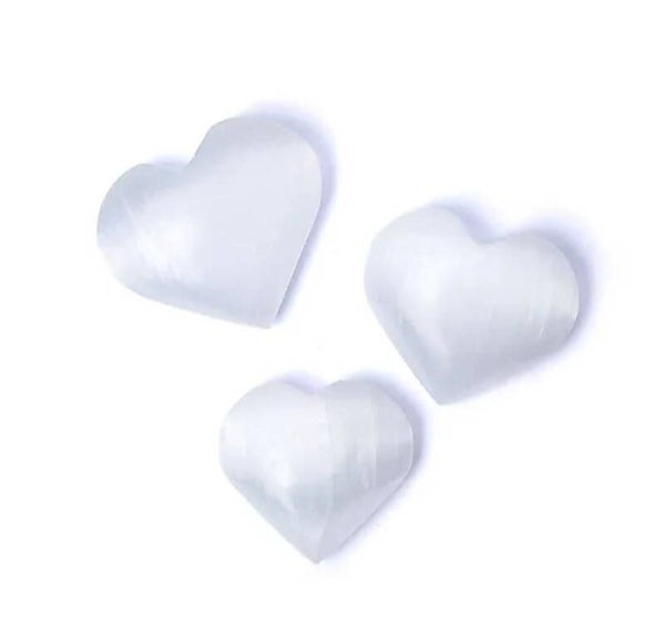 Selenite Polished Heart