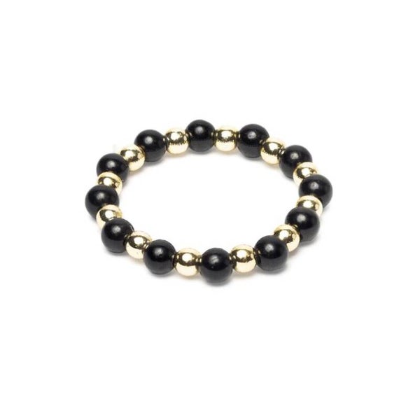 Tourmaline & Gold Hematite Beaded Ring