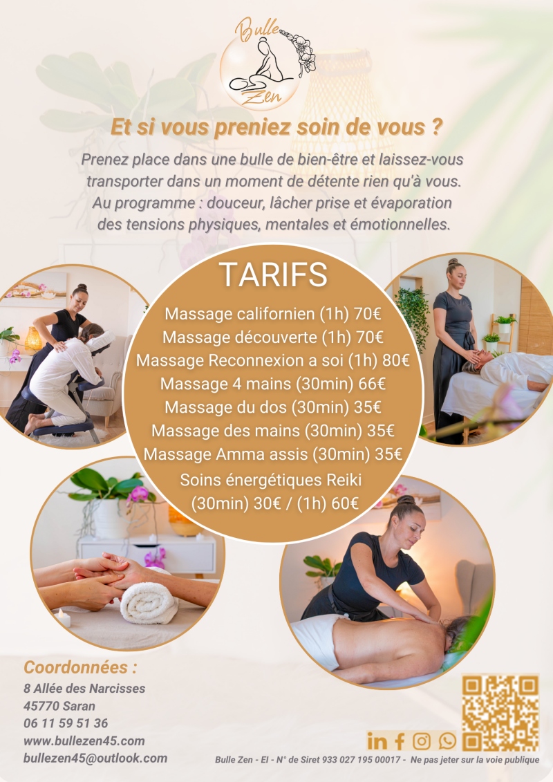 Flyer Massages bien-être sur Saran 45770