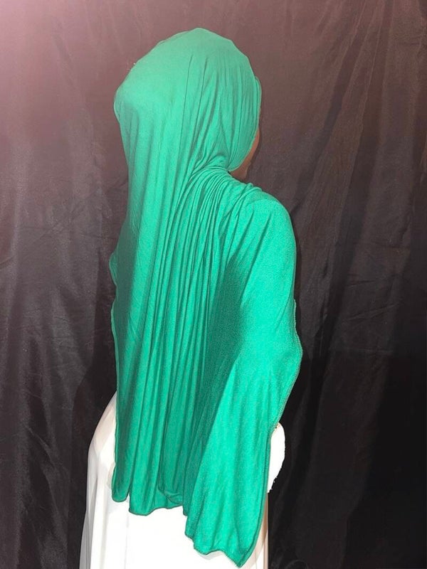 Emerald Green Jersey hijab/ stretch light and thick