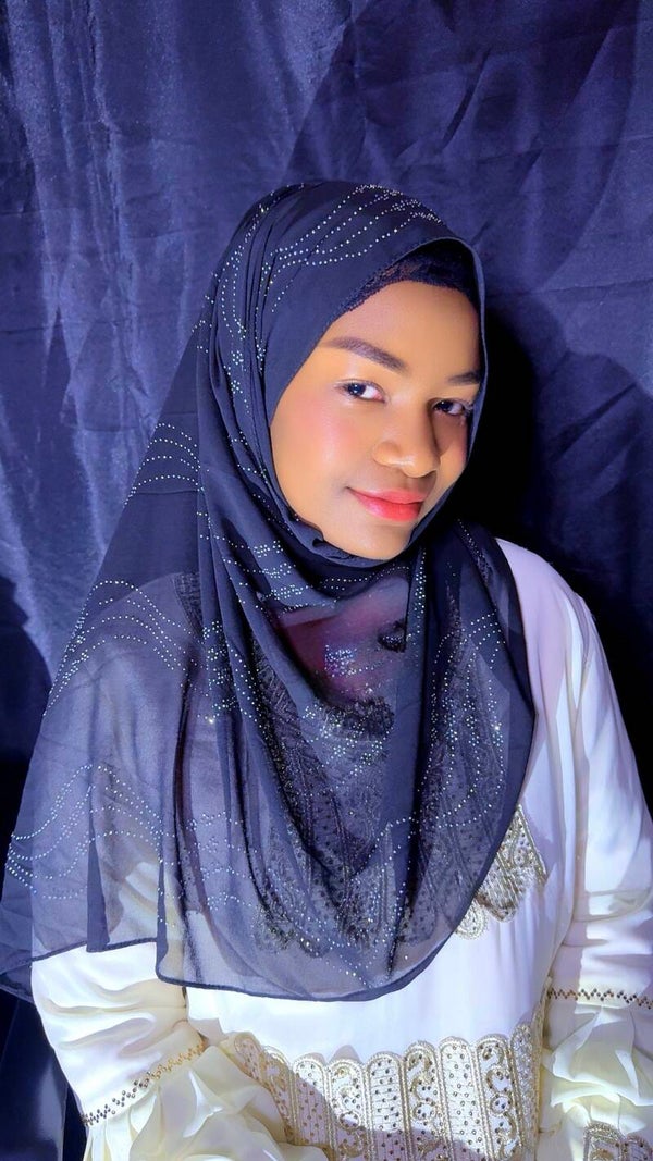 Hijab- Scarf Chiffon with hand made silver sparkles