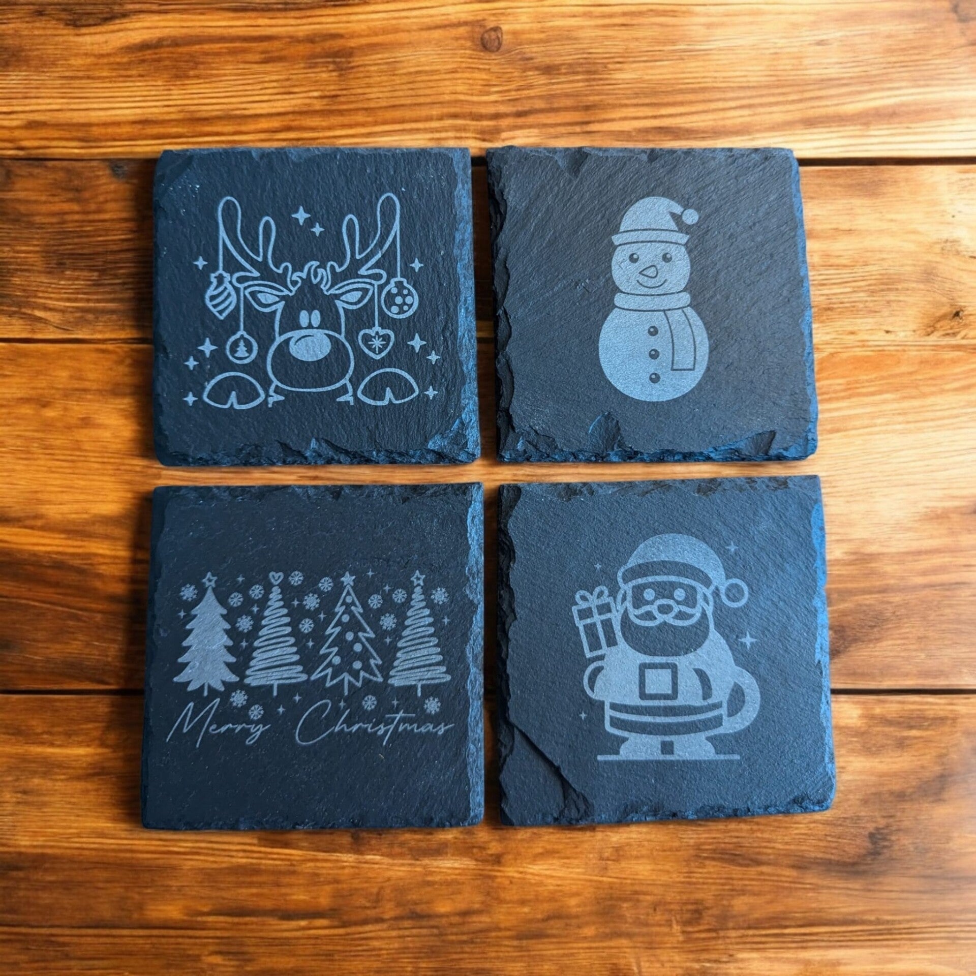 Leisteen onderzetters Kerst