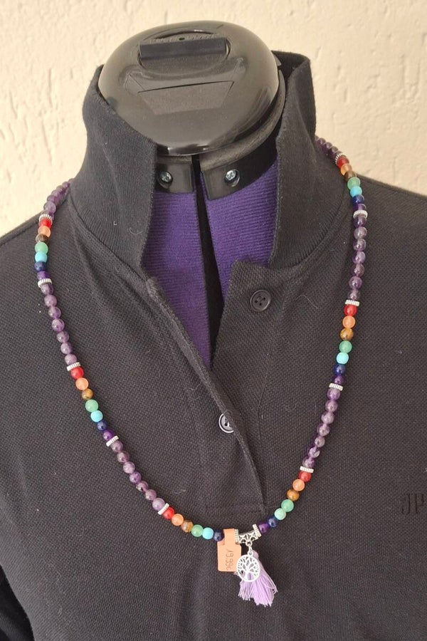Mala "Chakra Lebensbaum" mit Amethyst