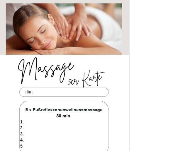 Massage 5er Karte Fußreflexzonenwellnessmassage 30 min