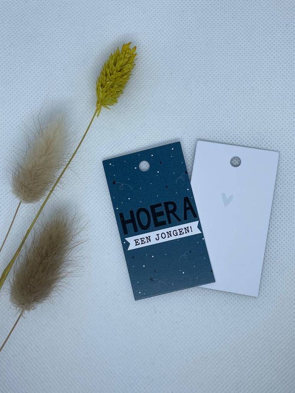 Kado label “hoera een jongen”
