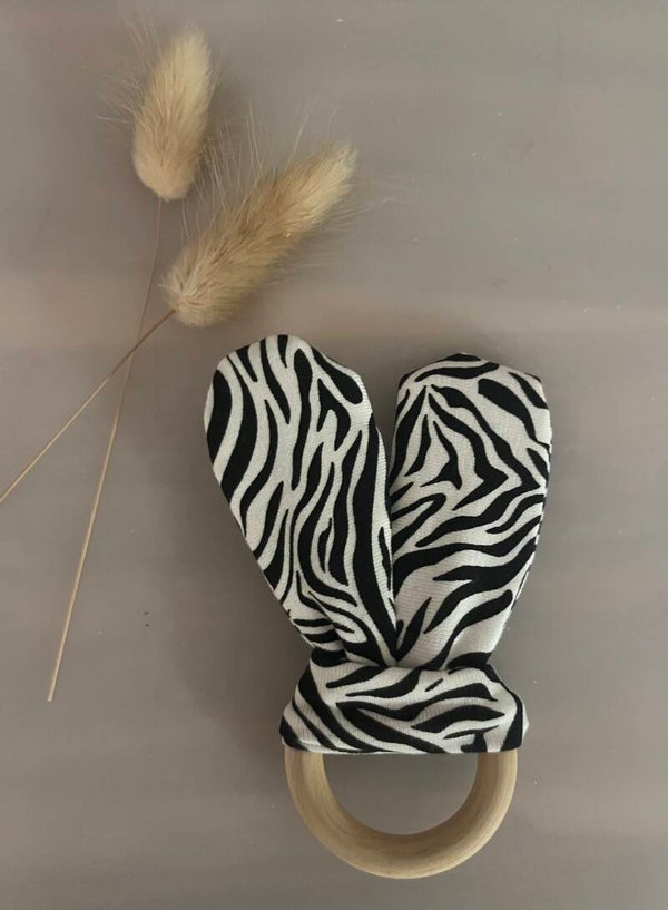 Bijtring knisper oortjes zebraprint