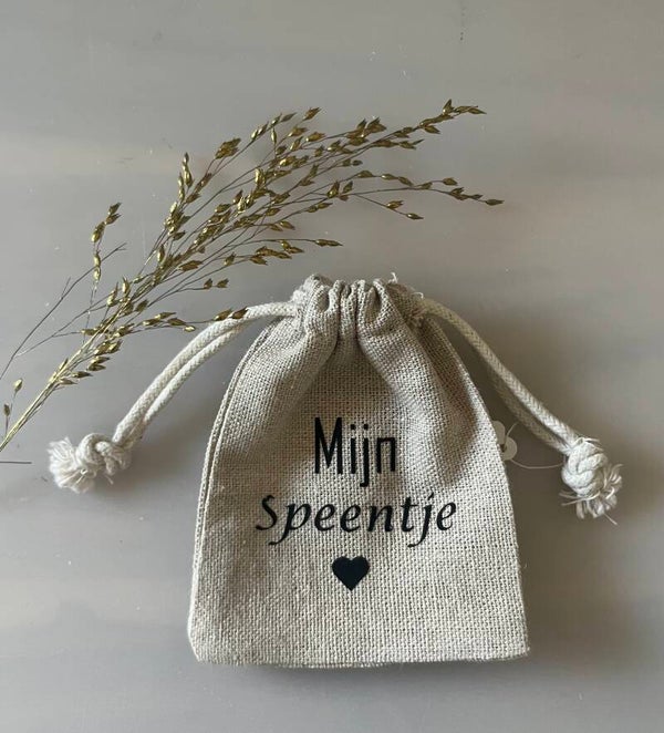 Linnen bewaarzakken - speentje - geboortepakje - geboortekaarten