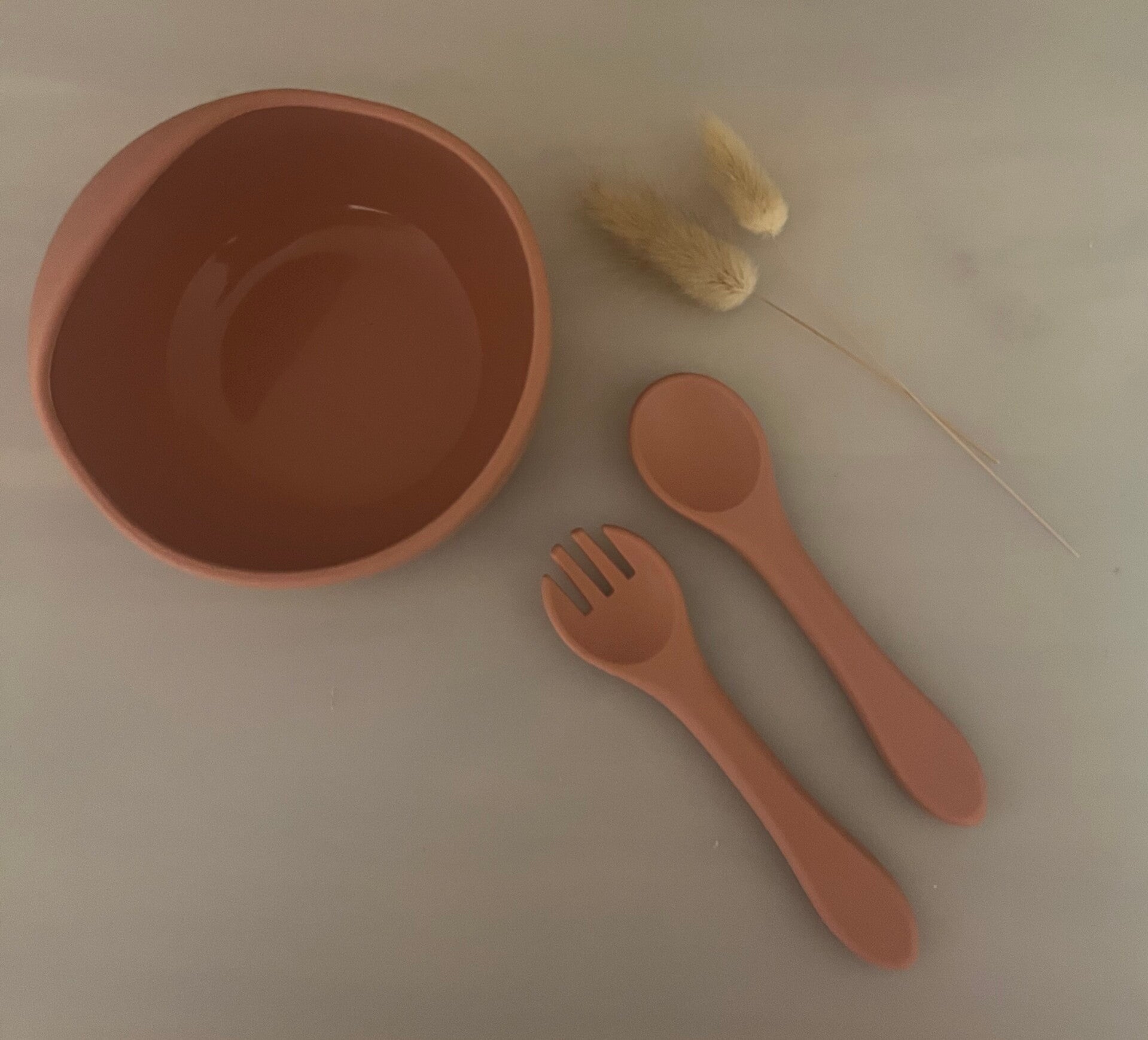 Siliconen Kom & Bestek - LittleJo - Rose Wood