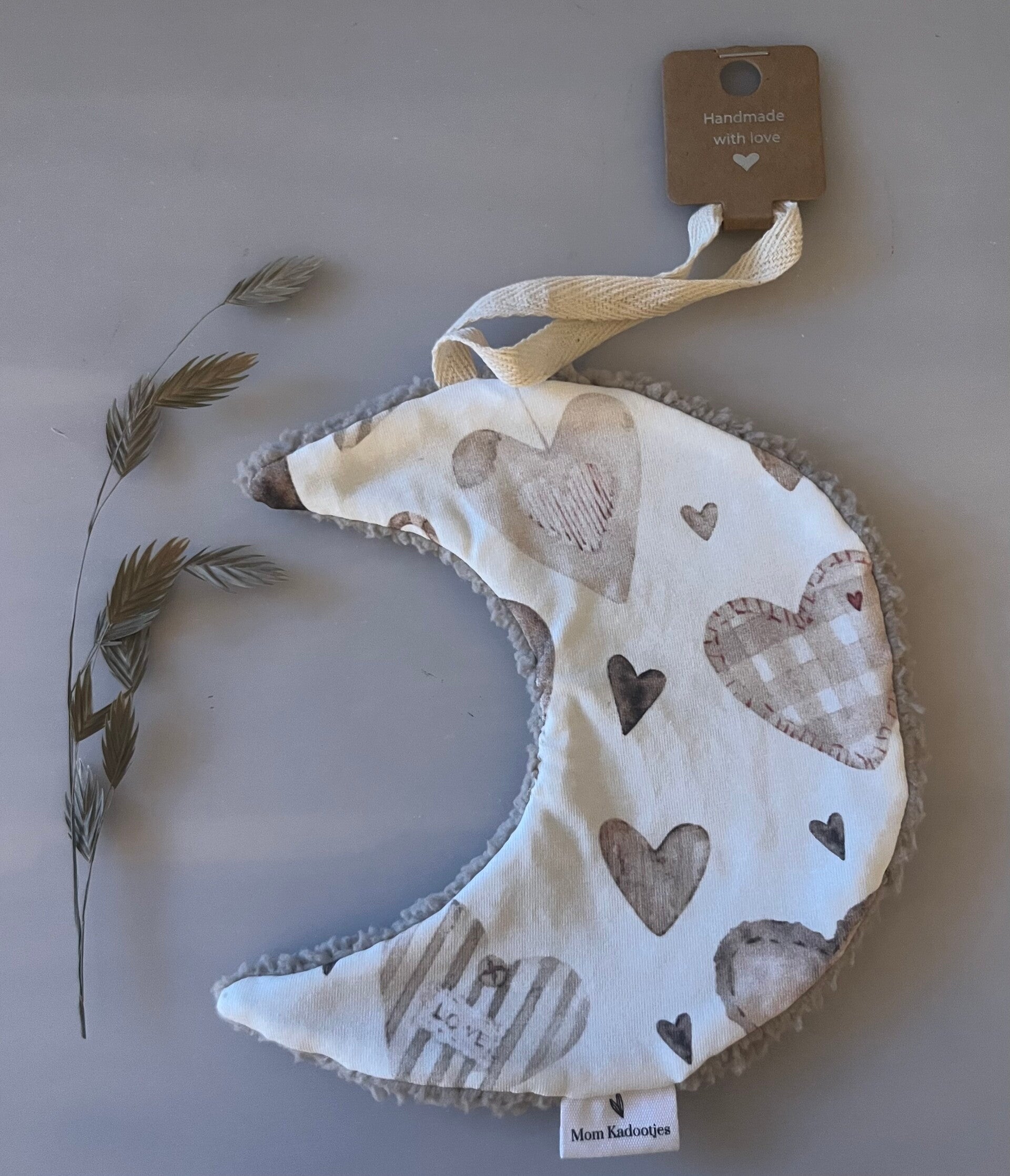 Speendoekje maan dubbelzijdig beige hartjes